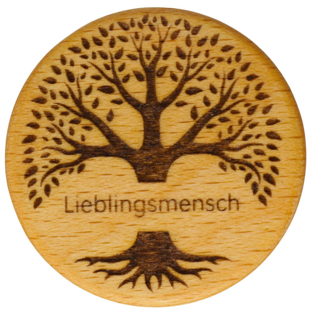 Mementovia-Box mit graviertem Baum-Motiv und dem Schriftzug "Lieblingsmensch" als alternative Deckelgravur.