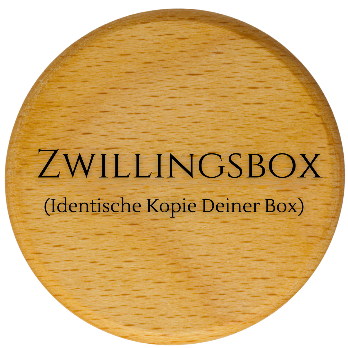 Bild einer Box mit dem Schriftzug, Zwillingsbox, identische Kopie Deine Box.